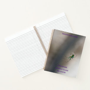 Custom Green Orb Weaver Spider School Classroom Notebook