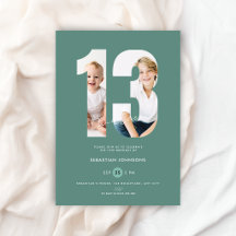 Custom Green Photo Boys Number 13th Birthday