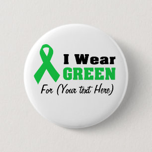 Custom Green Ribbon Awareness  6 Cm Round Badge