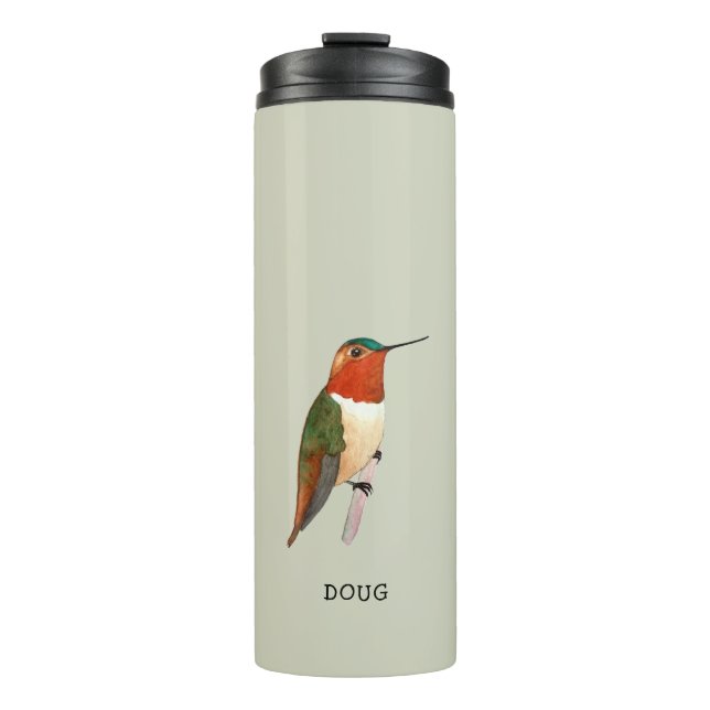 Custom Green Rufous Hummingbird Thermal Tumbler (Front)