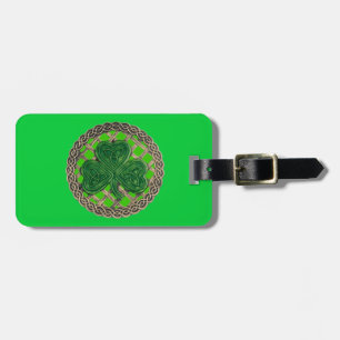 Custom Green Shamrock Celtic Knots Luggage Tag