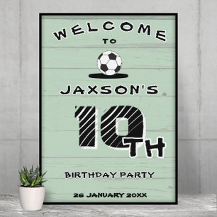 Custom Green Soccer Birthday Welcome Poster