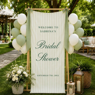 Custom Green Stripe Wedding Welcome Bridal Shower Banner