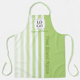 Custom Green Striped Business Logo Apron