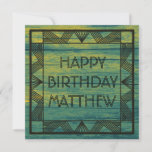 Custom Green Teal Wood Manly Modern Chic Birthday Holiday Card<br><div class="desc">Classy Art Deco inspired design for elegant men.</div>