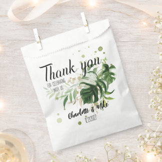 Custom Green Tropical Wedding Thank You Gift Favour Bag