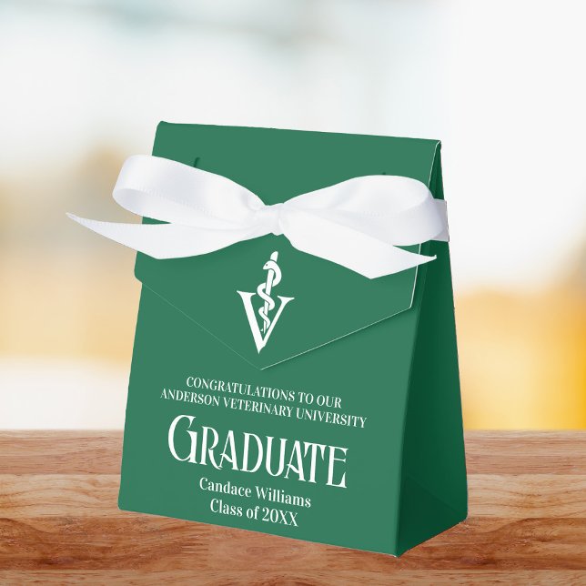 Custom Green Veterinary School Graduation Party Favour Box (Creator Uploaded)