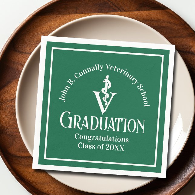 Custom Green Veterinary School Graduation Party Napkin (Creator Uploaded)