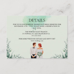 Custom green watercolor flowy wedding enclosure card