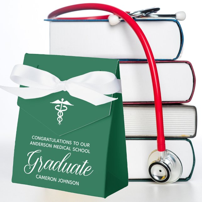 Custom Green White Medical School Graduation Party Favour Box (Creator Uploaded)