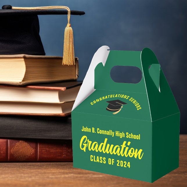 Custom Green Yellow Graduation Party Favour Box (Creator Uploaded)