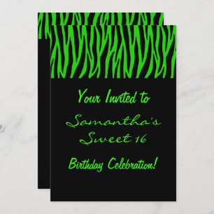 Custom Green Zebra Invitation