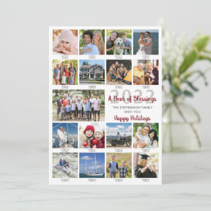 Custom Greeting 17 Photo Collage Captions Holiday Card