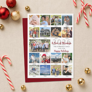 Custom Greeting 17 Photo Collage Captions Holiday Card