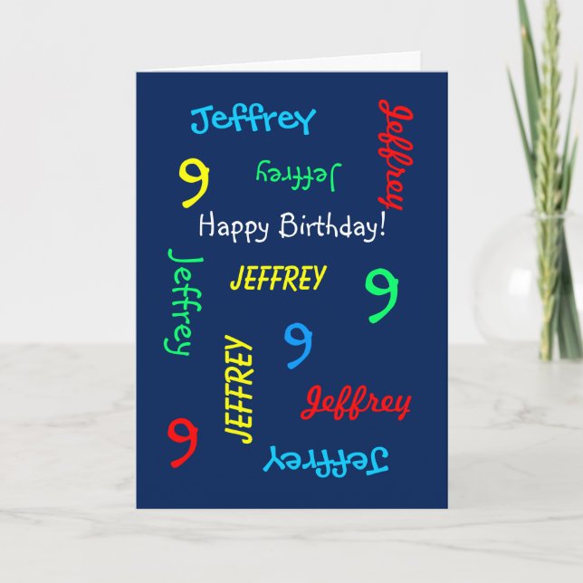 Custom Greeting Card Any Name, Age, Event Blue 9th (Front)