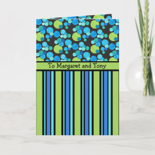 Custom Greeting Card: Blue Moons and Stripes Card