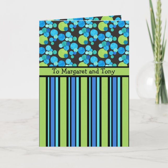 Custom Greeting Card: Blue Moons and Stripes Card (Front)
