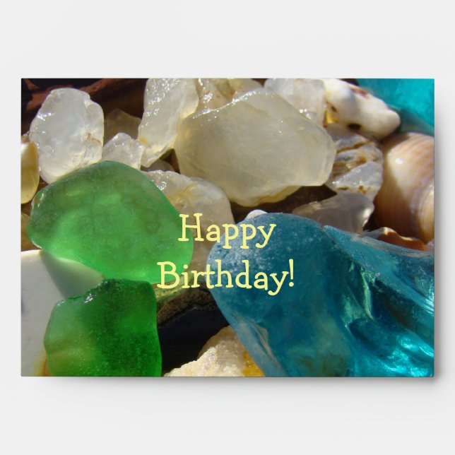 Custom Greeting Card Envelopes Beach Sea Glass (Front)