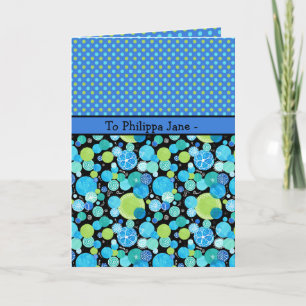 Custom Greeting Card: Quirky Moons and Polka Dots Card