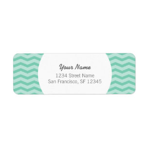 Custom grey and aqua chevron return address labels