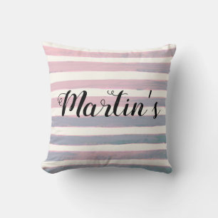 Custom Grey and Pink Striped Pattern Cushion