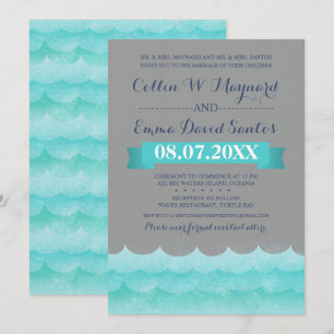 Custom Grey At Sea Nautical Wedding Invites
