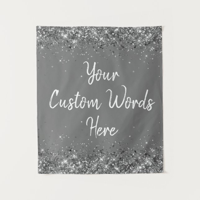 Custom Grey Backdrop Birthday Party Photo Booth Tapestry (Front)