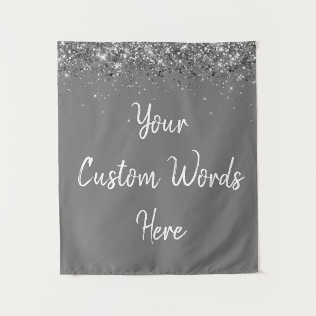 Custom Grey Backdrop Birthday Photo Booth Grey Tapestry (Front)