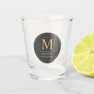 Custom Grey Black and Gold Glitter Marble Pattern Shot Glass