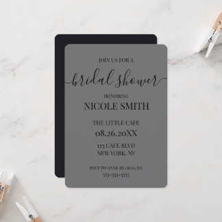 Custom Grey & Black Bridal Shower Invitation