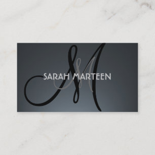 Custom grey black monogram business cards