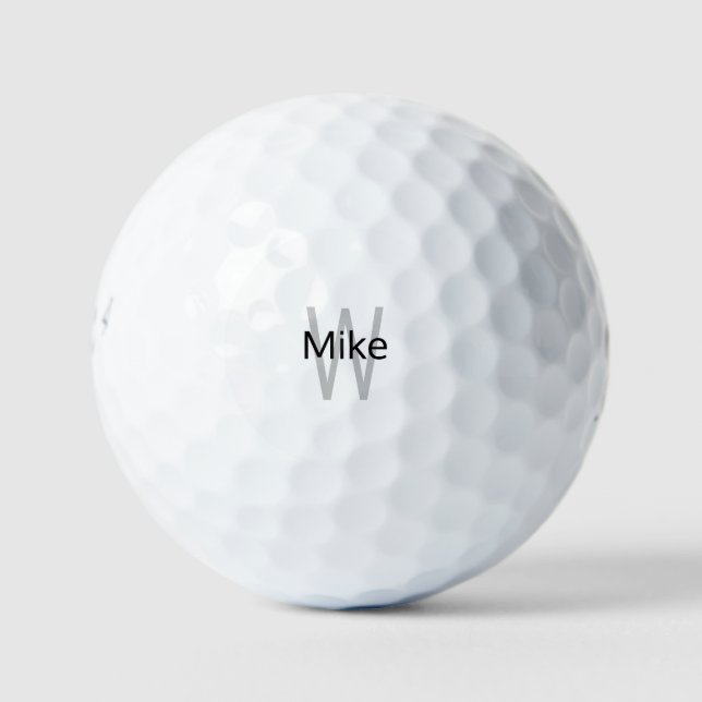 Custom Grey & Black Monogram Golf Balls (Front)