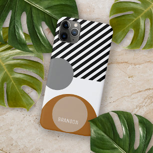 Custom Grey Black White Brown Circles Art Pattern iPhone 11Pro Max Case