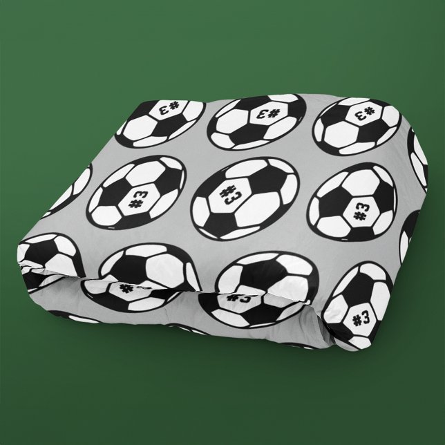Custom Grey Black White Soccer Ball Pattern Fleece Blanket (Creator Uploaded)