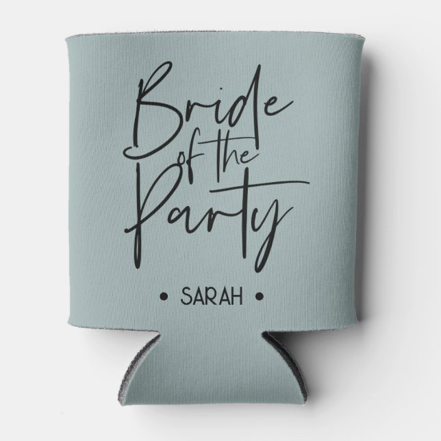 Custom Grey-Blue Bride of the Party Can Cooler (Front)