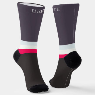 Custom Grey Blue White Red Black Colour Block Socks
