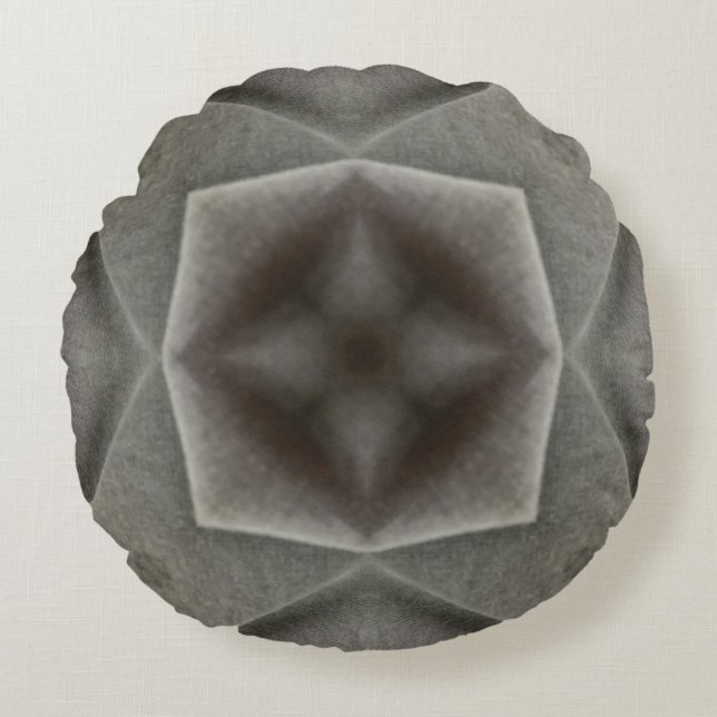 Custom Grey Brown Designed Round Pillow (Front)