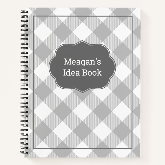 Custom Grey Buffalo Plaid Notebook (Front)