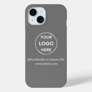 Custom Grey Business Logo Branded iPhone 15 Case