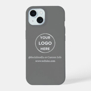 Custom Grey Business Logo Branded iPhone 15 Case