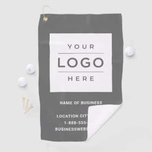 Custom Grey Business Logo Company Branded Golf Towel