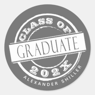Custom Grey Class of Graduate Classic Round Sticker