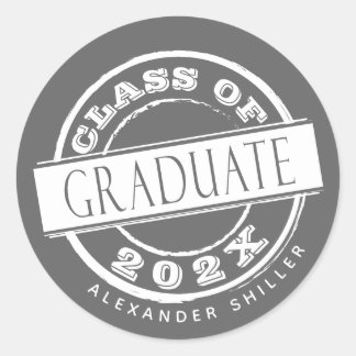 Custom Grey Class of Graduate  Classic Round Sticker