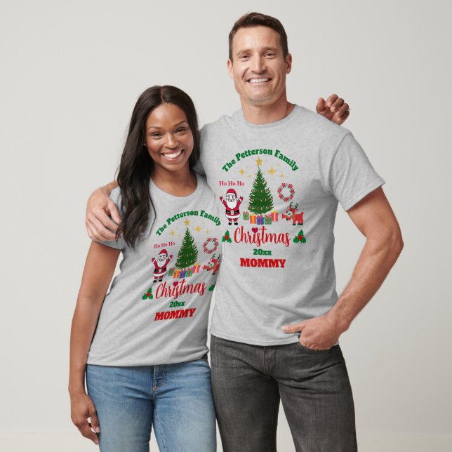 Custom Grey Family Christmas Santa Claus Unisex T-Shirt (Unisex)