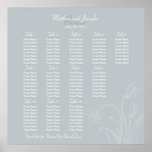 Custom Grey Floral Wedding Reception Seating Chart