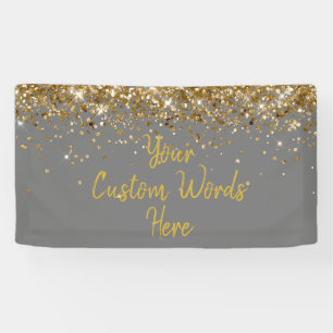 Custom Grey Gold Grey Birthday Party Photo Booth Banner