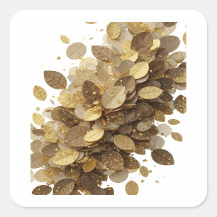 Custom Grey GOLDEN LEAVES AND STARS Sticker Design