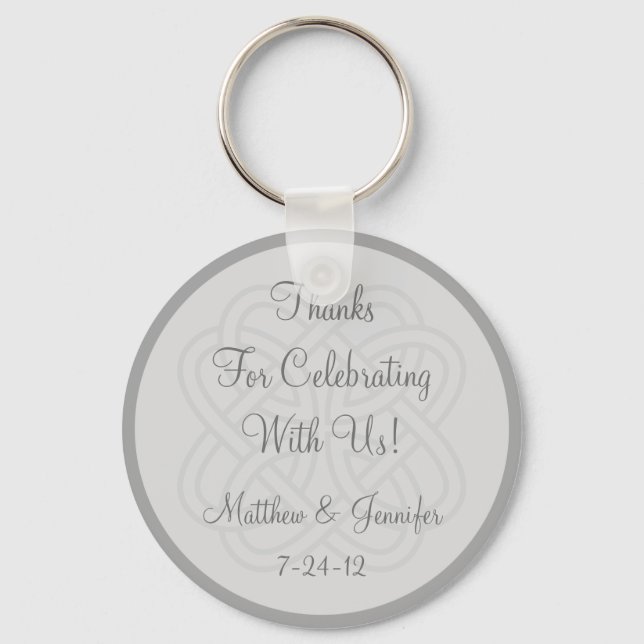 Custom Grey Keychain Wedding Favour Keepsake Gift (Front)