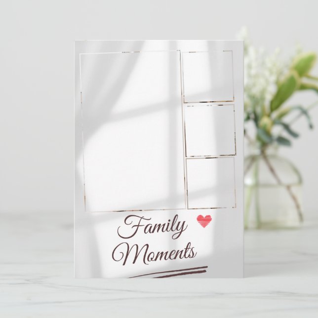 Custom Grey Minimalist Family Photo Collage Holiday Card (Standing Front)