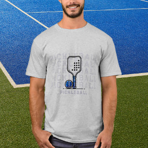 Custom Grey Pickleball Add Name Graphic T-Shirt